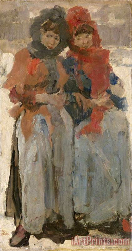 Isaac Israels Two Young Women in The Snow Art Painting