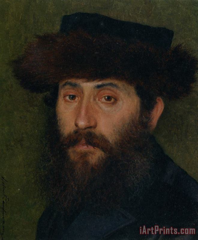 Isidor Kaufmann Portrait of a Man with Streimel Art Print