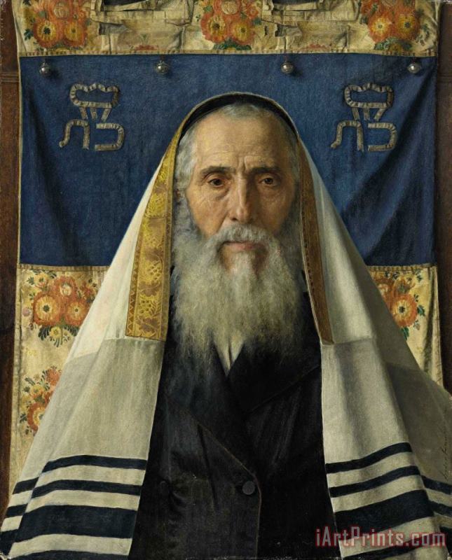 Isidor Kaufmann Portrait of a Rabbi with Prayer Shawl Art Painting