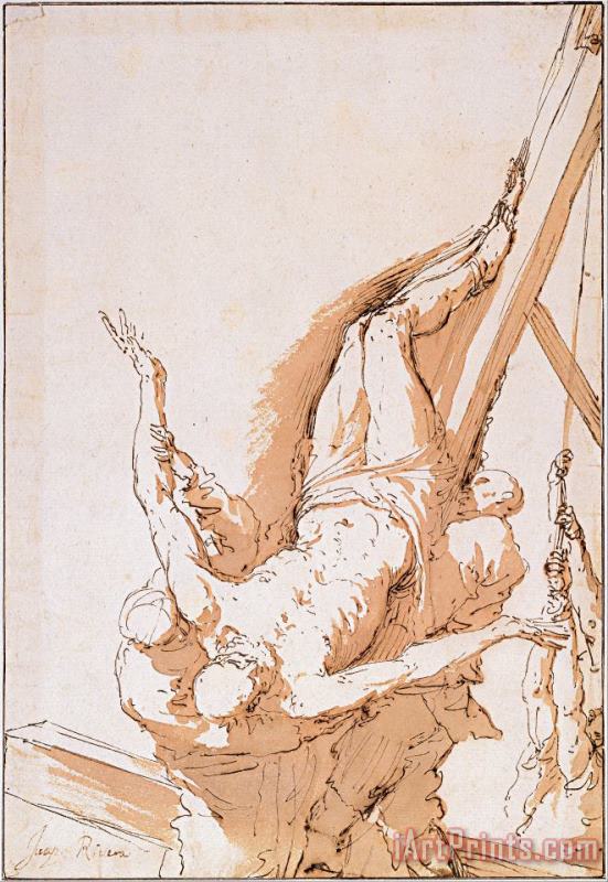 Italian Crucifixion of Saint Peter, C.1625 1630 Art Painting
