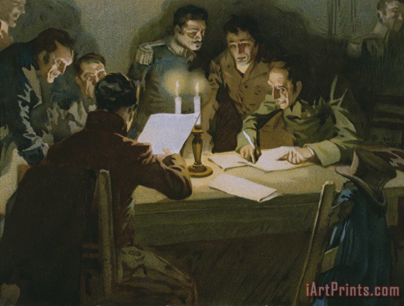 Italian School Meeting of the first partisans Resisting The Occupiers Art Painting