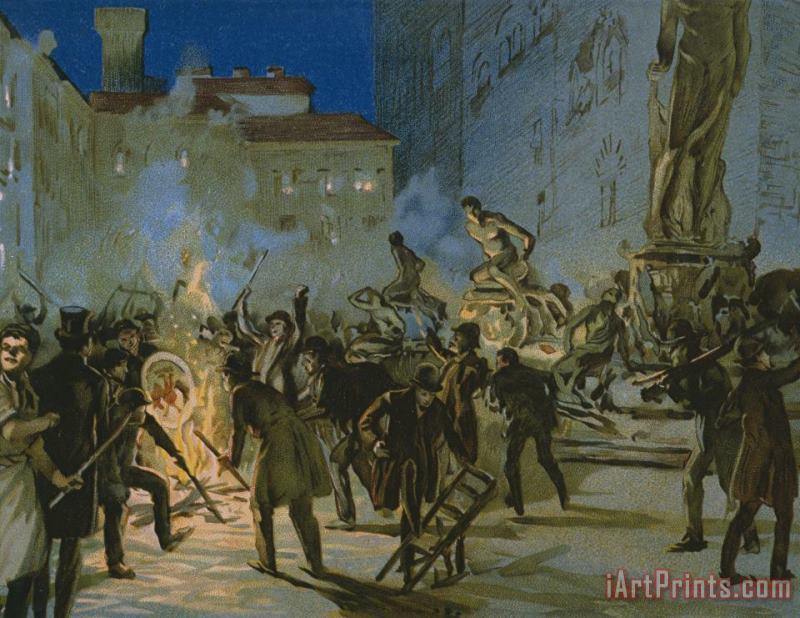 Italian School Revolution in Florence Art Painting
