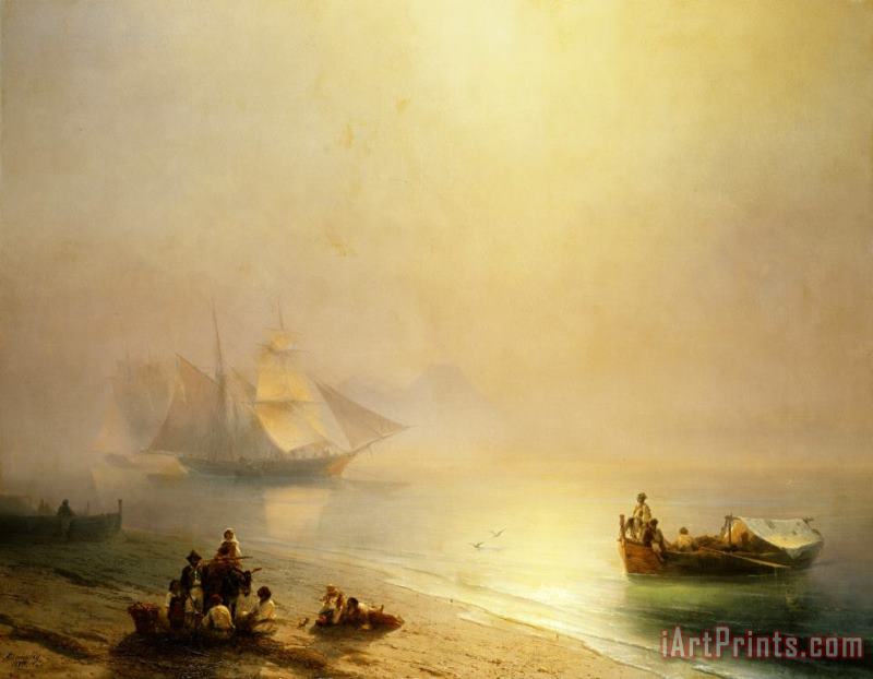 Ivan Ayvazovsky Fisherfolk on The Seashore, The Bay of Naples Art Print