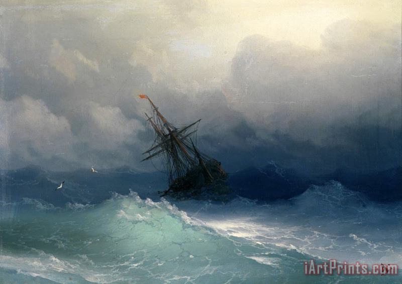 Ivan Ayvazovsky Ship on Stormy Seas Art Print