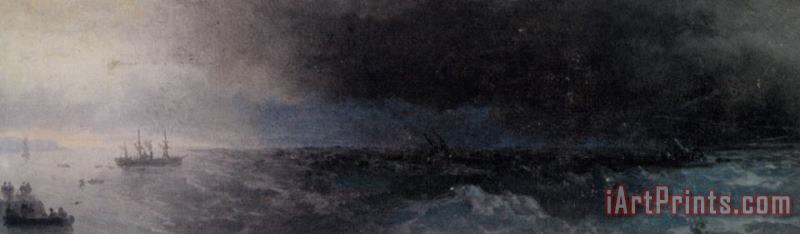 Battleship on a Stormy Sea painting - Ivan Constantinovich Aivazovsky Battleship on a Stormy Sea Art Print