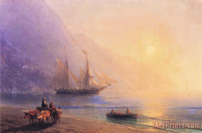 Loading Provisions Off The Crimean Coast painting - Ivan Constantinovich Aivazovsky Loading Provisions Off The Crimean Coast Art Print