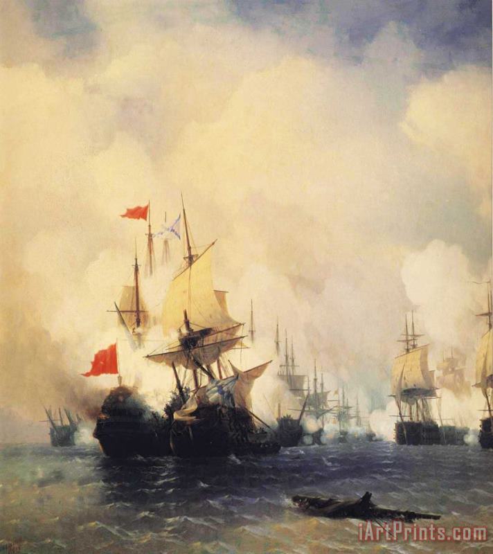 Ivan Constantinovich Aivazovsky Naval Battle at Chios Art Print