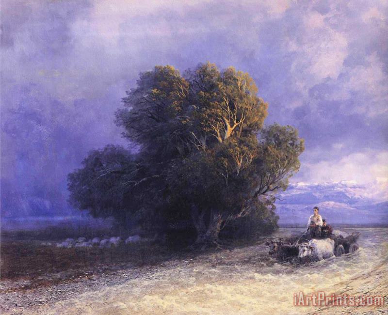 Ivan Constantinovich Aivazovsky Ox Cart Crossing a Flooded Plain Art Painting