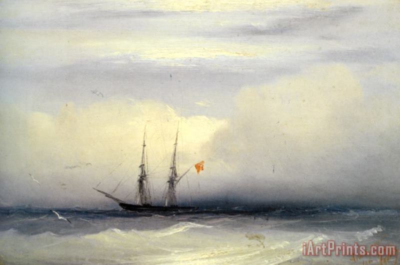 Ivan Constantinovich Aivazovsky Ship on a Stormy Sea Art Print