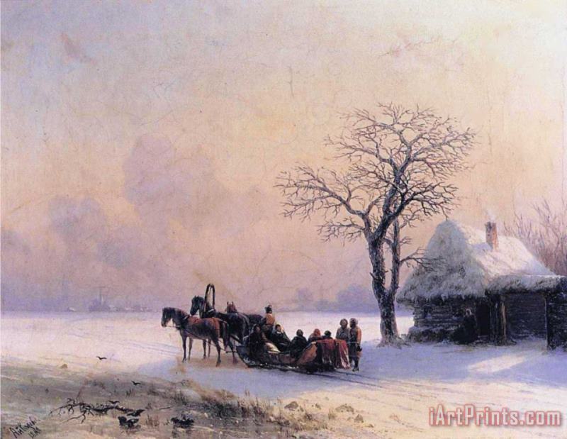 Ivan Constantinovich Aivazovsky Winter Scene in Little Russia Art Print