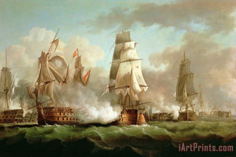 J Francis Sartorius Neptune engaging Trafalgar Art Painting