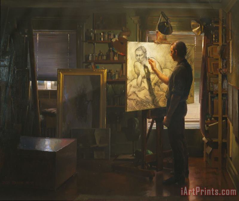 Grimaldi in Studio painting - Jacob Collins Grimaldi in Studio Art Print