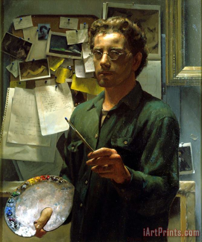 Self Portrait with Palette painting - Jacob Collins Self Portrait with Palette Art Print
