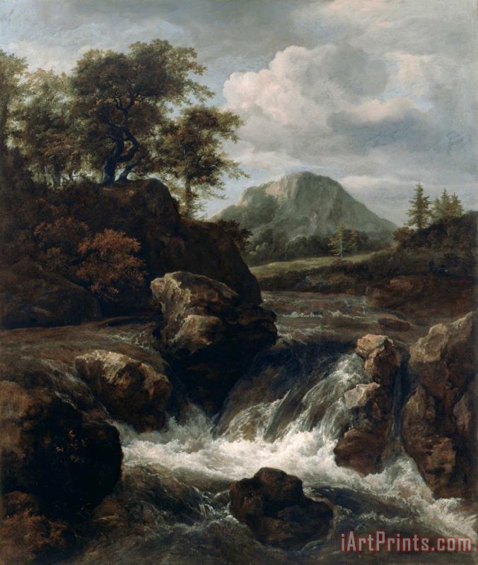 Jacob Isaacksz. van Ruisdael A Waterfall Art Painting