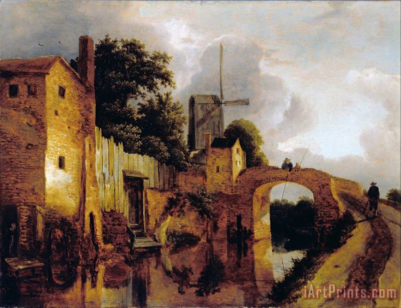 Canal with Bridge painting - Jacob Isaacksz. van Ruisdael Canal with Bridge Art Print