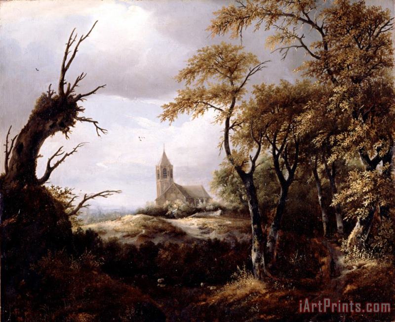 Jacob Isaacksz. van Ruisdael Landscape with a Church Art Painting
