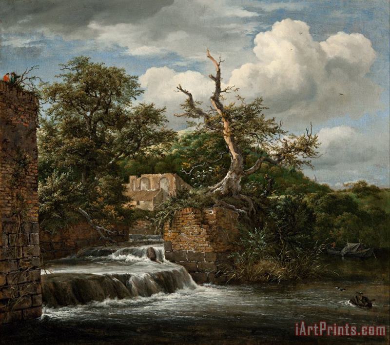 Landscape with a Mill Run And Ruins painting - Jacob Isaacksz. van Ruisdael Landscape with a Mill Run And Ruins Art Print