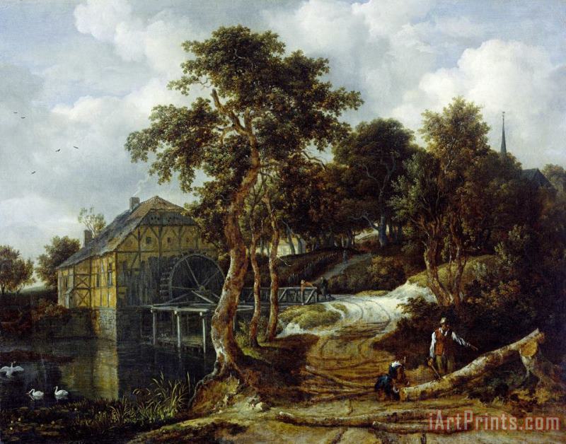 Landscape with Watermill painting - Jacob Isaacksz. Van Ruisdael Landscape with Watermill Art Print