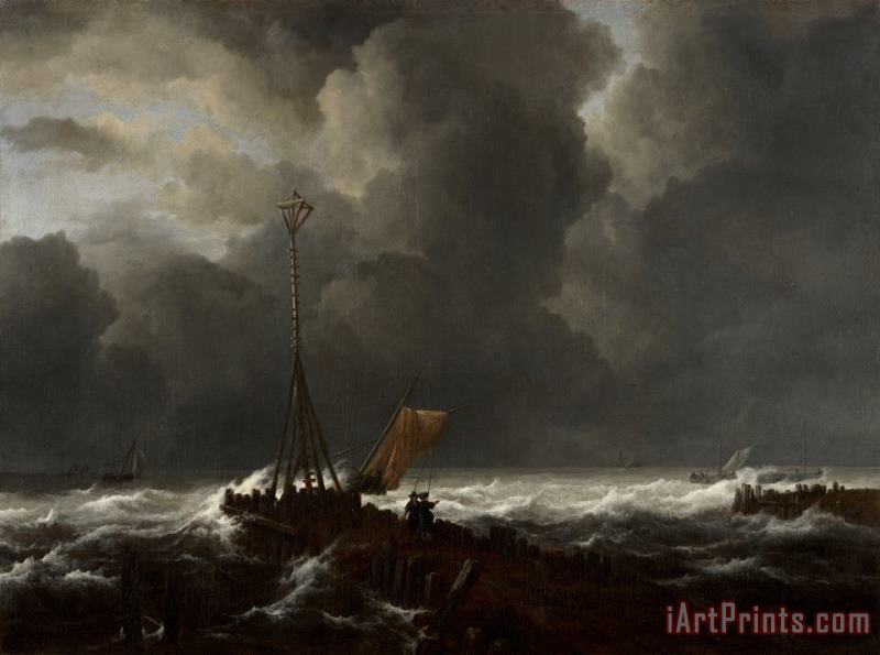 Rough Sea at a Jetty painting - Jacob Isaacksz. van Ruisdael Rough Sea at a Jetty Art Print