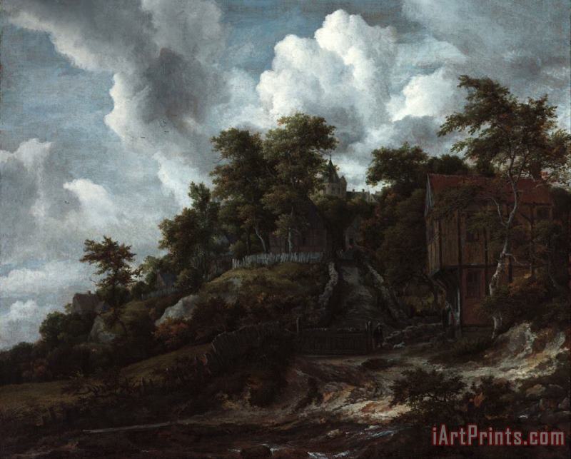 Jacob Isaacksz. van Ruisdael Wooded Hillside with a View of Bentheim Castle Art Painting