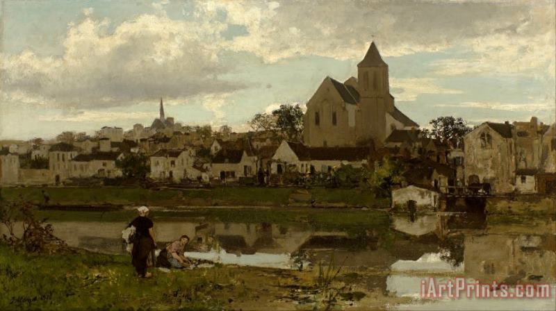 View at Montigny Sur Loing painting - Jacob Maris View at Montigny Sur Loing Art Print