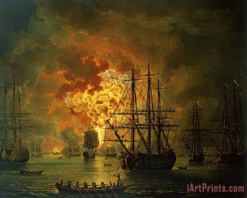 Jacob Philippe Hackert The Destruction Of The Turkish Fleet At The Bay Of Chesma Art Print