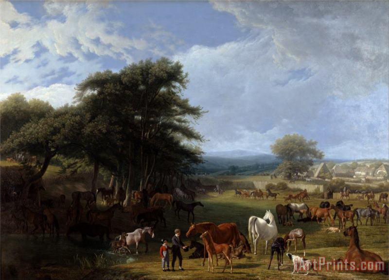 Lord Rivers's Stud Farm, Stratfield Saye painting - Jacques-Laurent Agasse Lord Rivers's Stud Farm, Stratfield Saye Art Print