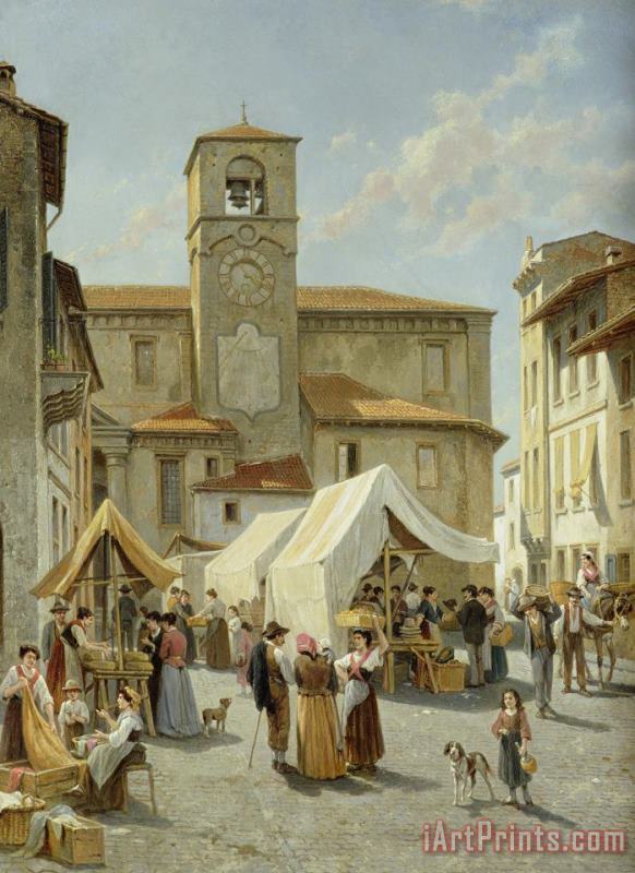 Jacques Carabain Marketday in Desanzano Art Painting