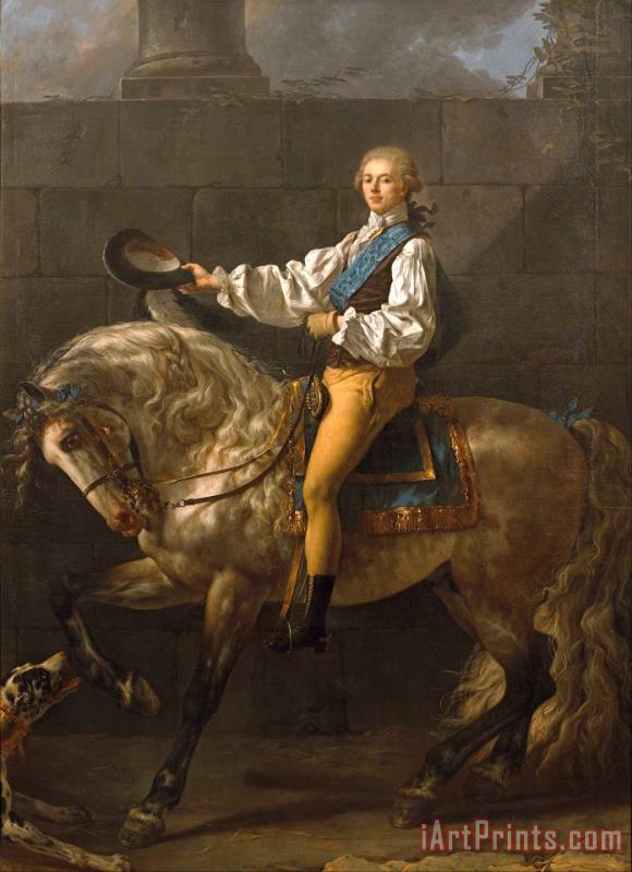 Equestrian portrait of Stanislaw Kostka Potocki painting - Jacques Louis David Equestrian portrait of Stanislaw Kostka Potocki Art Print