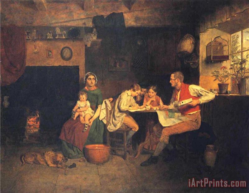 Answering The Emigrant's Letter painting - James Collinson Answering The Emigrant's Letter Art Print