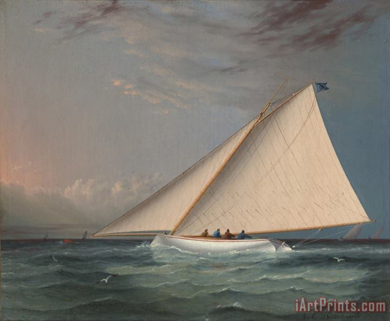 James Edward Buttersworth A Racing Yacht on The Great South Bay Art Painting