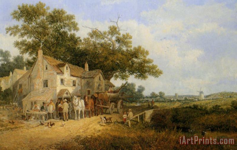 Outside The Woodmans Arms painting - James Edwin Meadows Outside The Woodmans Arms Art Print