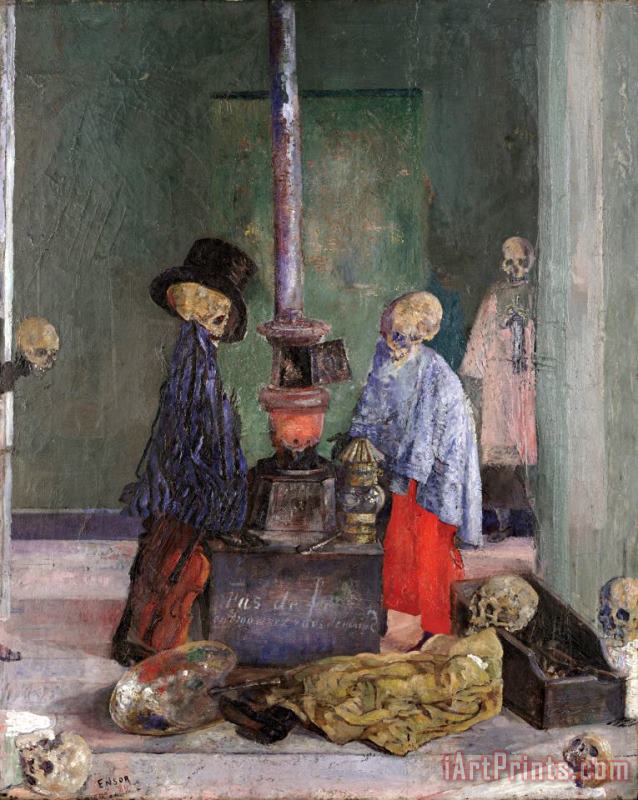 Skeletons Warming Themselves painting - James Ensor Skeletons Warming Themselves Art Print
