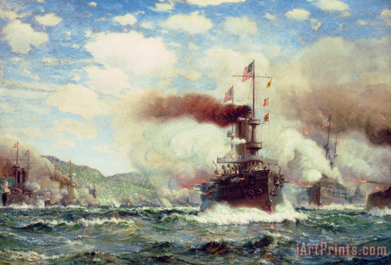 Naval Battle Explosion painting - James Gale Tyler Naval Battle Explosion Art Print