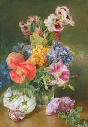 James Holland Roses Poppy And Pelargonia painting