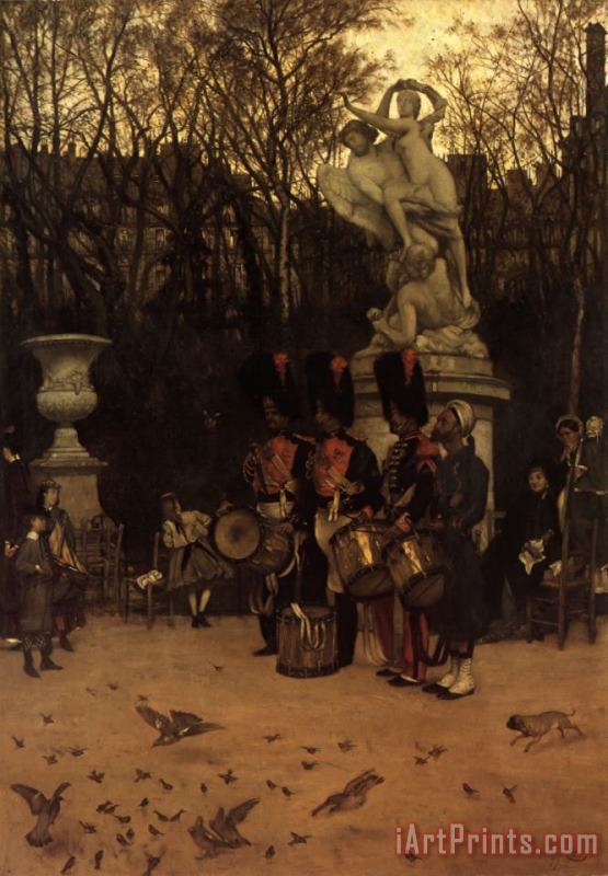 James Jacques Joseph Tissot Beating The Retreat in The Tuileries Gardens Art Painting