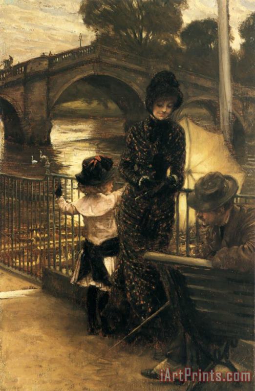 By The Thames at Richmond painting - James Jacques Joseph Tissot By The Thames at Richmond Art Print