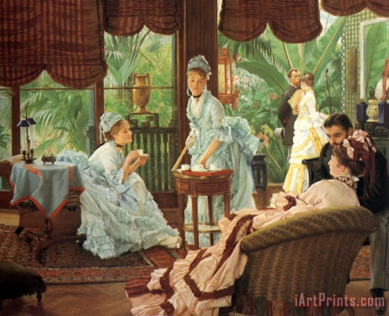 In The Conservatory painting - James Jacques Joseph Tissot In The Conservatory Art Print
