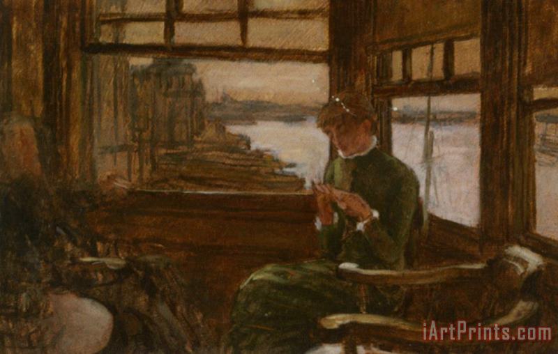 Study of Cathlene Newton in a Thames Tavern painting - James Jacques Joseph Tissot Study of Cathlene Newton in a Thames Tavern Art Print