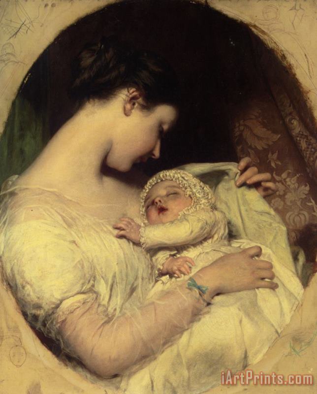 James Sant Artists Wife Elizabeth And Daughter Art Painting