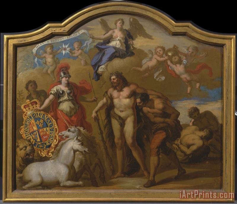 James Thornhill Allegory of The Power of Great Britain by Land, Design for a Decorative Panel for George I's Ceremon Art Print