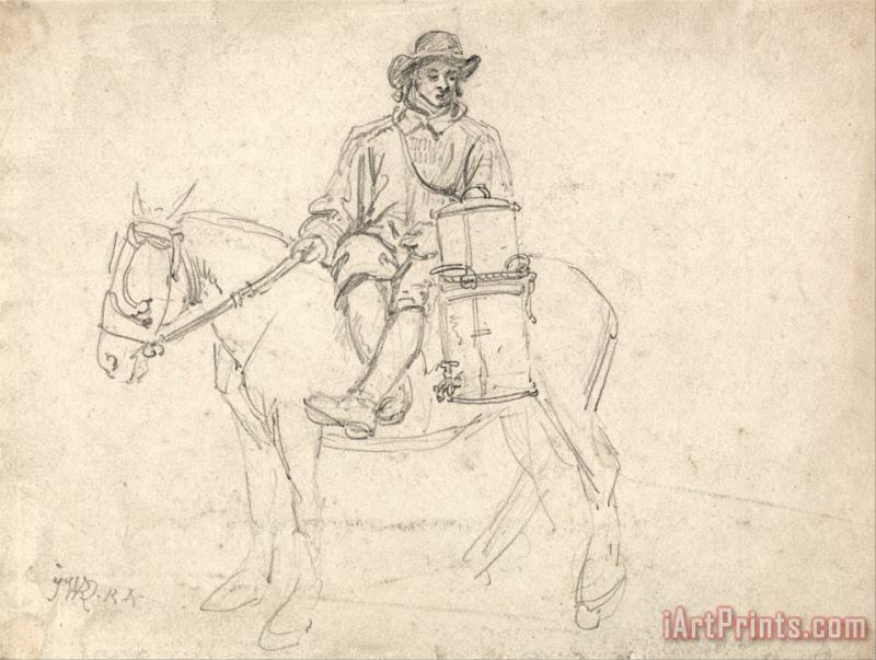 James Ward A Farmhand Riding Side Saddle, Carrying an Urn Art Print