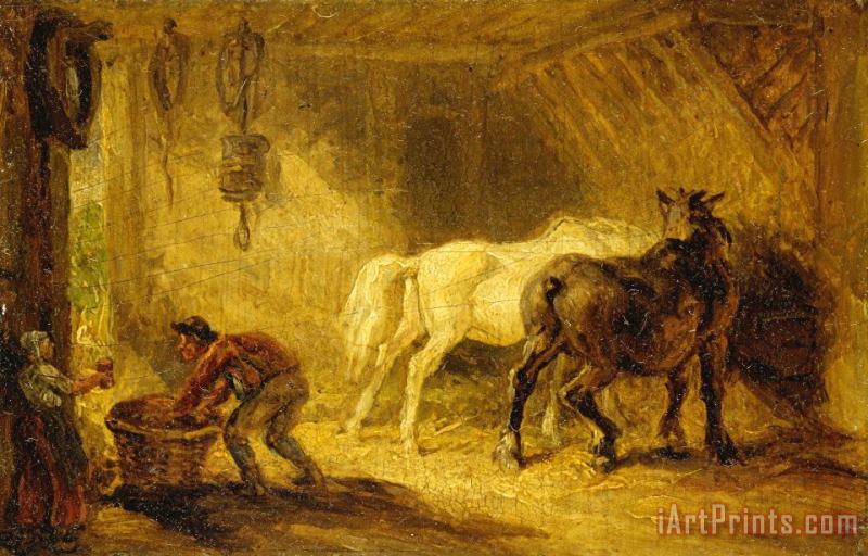 Interior of a Stable painting - James Ward Interior of a Stable Art Print