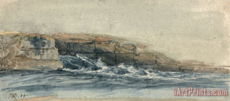 James Ward Sea Breaking on Stony Cliffs at Left Art Print
