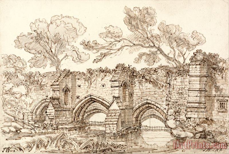 The Old Double Bridge, Bury St. Edmunds painting - James Ward The Old Double Bridge, Bury St. Edmunds Art Print