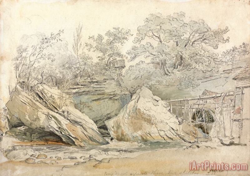 James Ward Watermill in a Rocky Landscape Art Painting