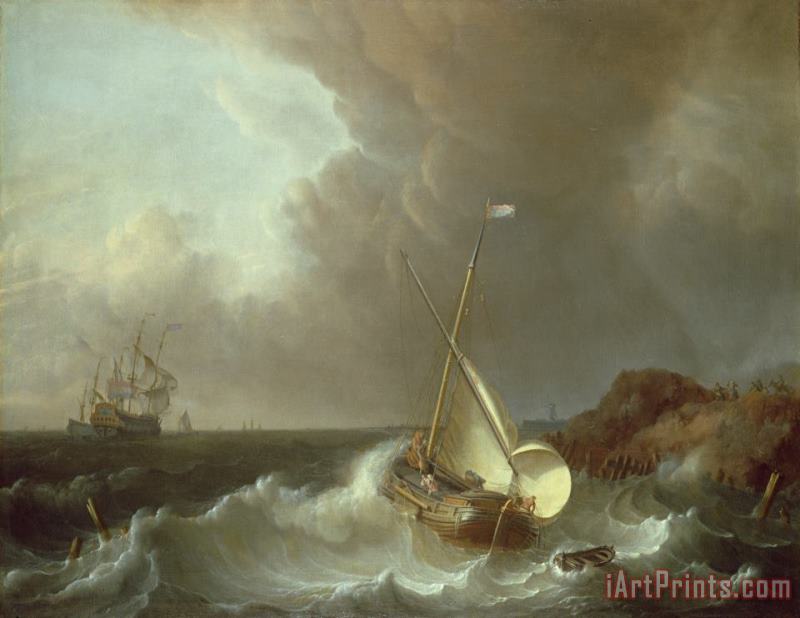 Jan Claes Rietschoof Galleon in Stormy Seas Art Print
