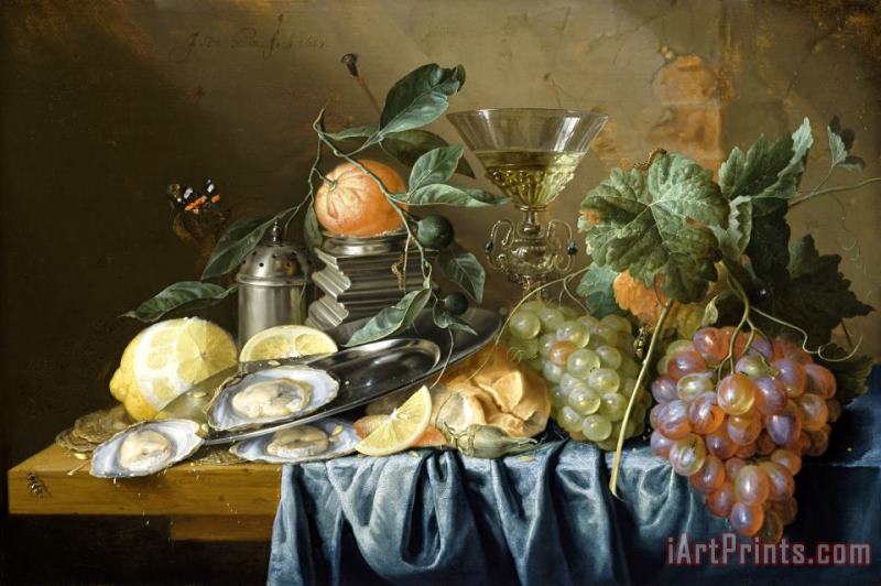 Still Life with Oysters And Grapes painting - Jan Davidsz de Heem Still Life with Oysters And Grapes Art Print