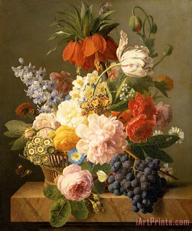 Jan Frans van Dael Still Life with Flowers and Fruit Art Print