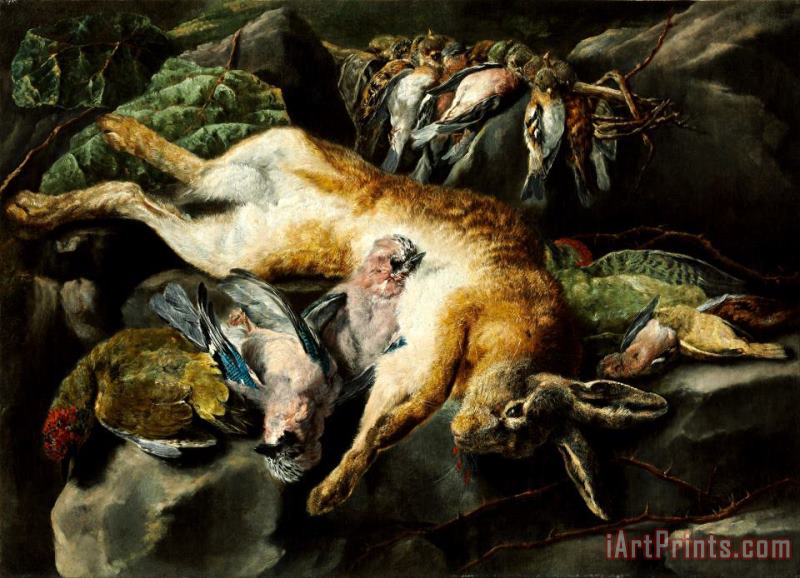 Jan Fyt Bagged Hare And Game Fowl Art Painting